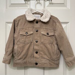 Gymboree Boys Sherpa Collar Corduroy Bomber Jacket Size XXS 3